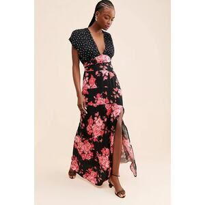 Free People Juniper Maxi Dress Floral polka dot M Boho Coastal resort wedding